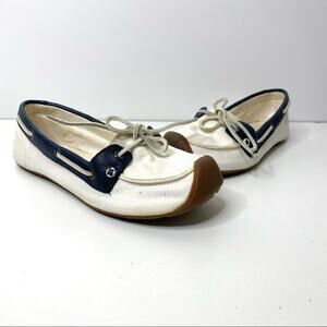 Keen Catalina Canvas Navy Leather Boat Shoe Bone 10